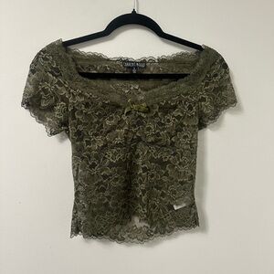 Current Mood Green Crop Top Sleeve Blouse